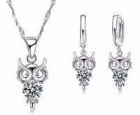Stříbrný náhrdelník + naušnice sovičky